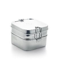 STAINLESS STEEL LUNCHBOX SQUARE TWO LAYER 13X13CM