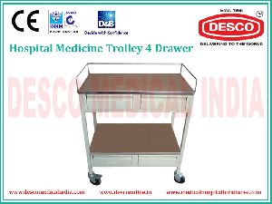 4 DRAWER MEDICINE TROLLEY