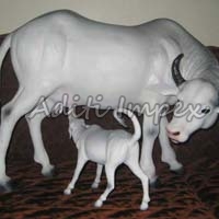 Handicraft Leather Cow with Calf Sculpture
