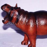 Handicraft Leather Hippo Sculpture