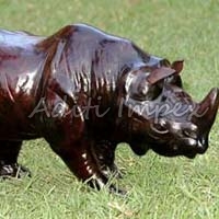 Handicraft Leather Rhino Sculpture
