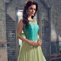 Parrot and Sky Net Georgette Anarkali Suit