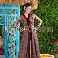 Beautiful Maroon and Cream Colored  Anarkali Suit