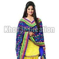 Beautiful Yellow And Blue Patiyala Suit