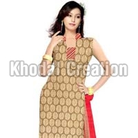 Cream  Colored Fancy and printed Straight Suit chanderi