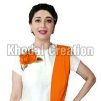 Wonderful Orange Colored Embroidered  Straight Suit