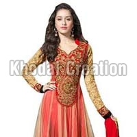 wonderfull Orange colored Anarkali Suit