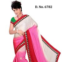 Designer Red Color Fancy Georgette Saree