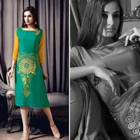 Radhika Fibers Green Color Viscose Rayon Designer Kurti