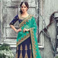 Radhika Fibers Navyblue Colora  Raw Silk Designer Lehanga  with Blause