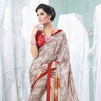 Radhika Fibers Sandy Brawn Color Designer Crepe Silk Saree with Blause