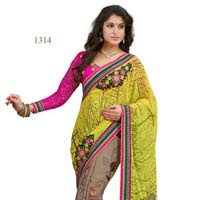 Yellow Color Printed Fancy Georgette Saree with Blause