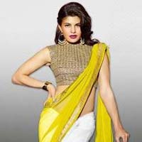 Stylish Georgette Designer Saree with Yellow and White Color - 9221c
