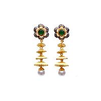 Golden Earrings with Pearl Bead At 750