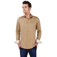 Beige Textured Cotton Shirt