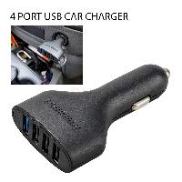 4 Port USB Car Charger Quick Charge 2.0 54W with Micro Cable