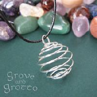 Silver Coil Pendant Empty Collapsible Cage