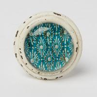 Glass Moroccan Drawer knob Cream Teal