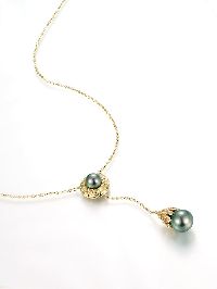 Black Tahitian baroque pearl necklace
