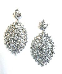 Diamond pave leaf earrings