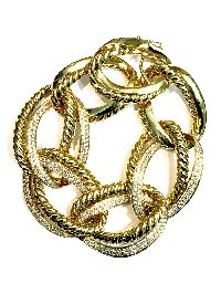Gold and diamond large link bracelet
