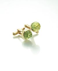 old cufflinks with faceted prehnite