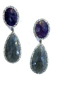 Sapphire slice drop earrings