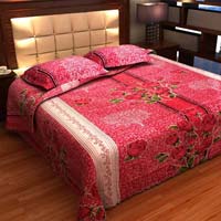 Factorywala Premium Cotton Floral Print Pink Color Double Bed Sheet