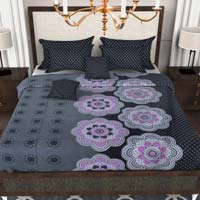 Factorywala Premium Cotton Floral Print Purple Colour Single Bed Sheet