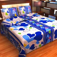 Factorywala Premium Cotton  Heart Print Multi Color Double Bed Sheet