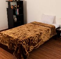 Mink Double Bed Floral Embossed  Brown Blanket