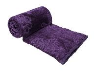 Mink Double Bed Floral Embossed Purple Blanket