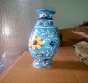 8 Inch Blue Pottery Flower Vase