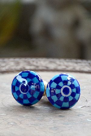 Blue Pottery Door Knobs