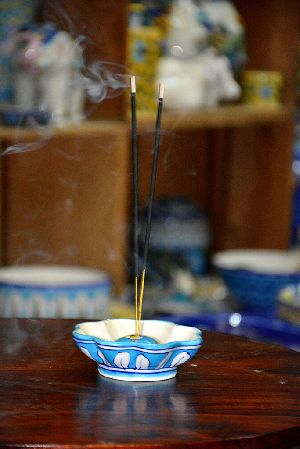 Blue Pottery Incense Stick Holder
