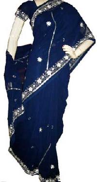 Blue Georgette Embroidered Saree