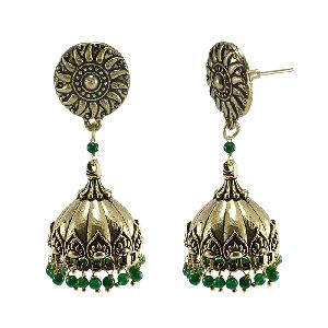Silvesto India Oxidized Handmade Round Jhumki Earrings