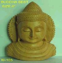 White Wood Buddha Head