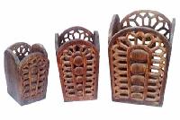 Carved Wood Candle Stands Exporters WCS - 2
