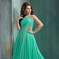 Patel Marketers  Royal aqua green soft net desiner salwar suit pm-17