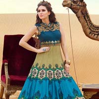 Patel Marketers  Royal blue & brown bhagalpuri salwar suit set 34