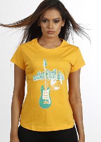 Women Yellow Guitar T shirt