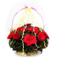 Rose Flowers Handle Basket