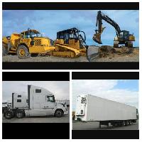 heavy construction equipment, large trucks and trailers