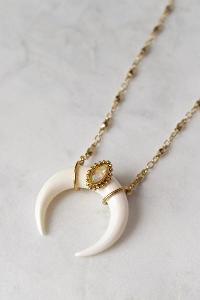 bone shell horn necklace