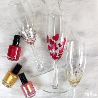 DIY Nail Polish Painted Champagne Flutes