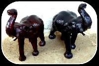 Leather Handicraft African Elephant Statues