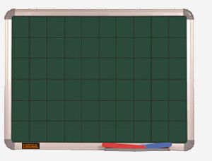 Deluxe magnetic green chalk grid board