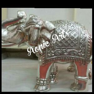 Silver Inlay Elephant Statues
