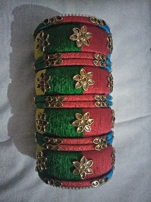 Fancy silk thread bangle Set